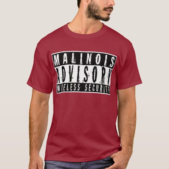 Malinois rådgivande trådlös säkerhet tee shirt (Framsida)