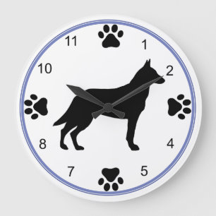 Malinois Silhouette Stor Klocka