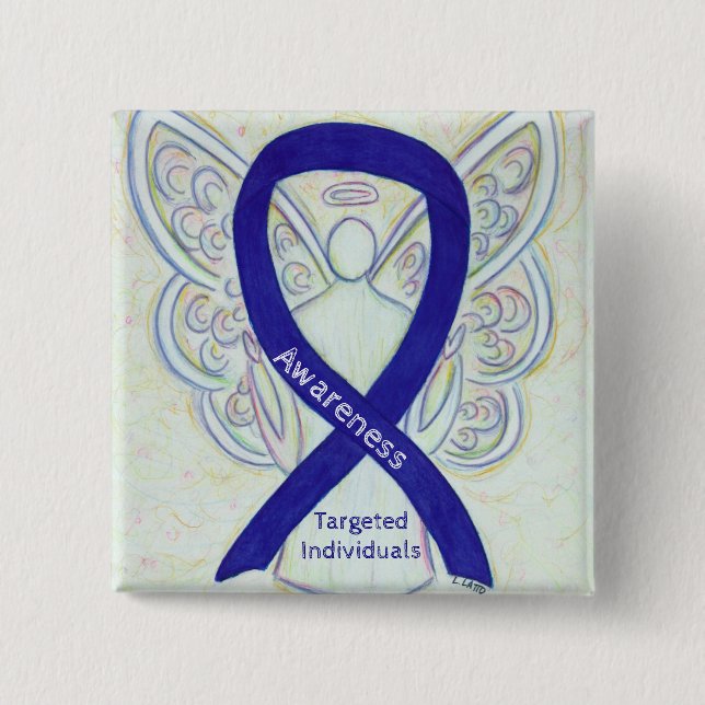 Målinriktade individer Angel Awareness Ribbon Stif Knapp (Framsida)