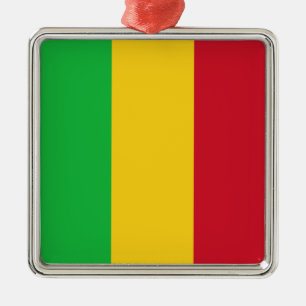 Malisk Flagga (Mali, Afrika) Julgransprydnad Metall