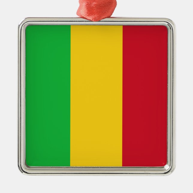 Malisk Flagga (Mali, Afrika) Julgransprydnad Metall (Framsidan)