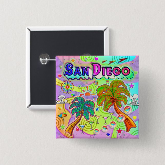 Målknapp för San Diego Vacation Knapp (Framsida & baksida)