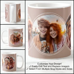 Mall 3 Circular Photos Collage Brown C88 Kaffemugg