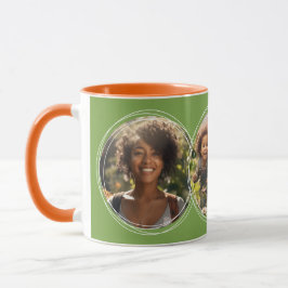 Mall 3 Circular Photos Collage Grönt C111 Mugg