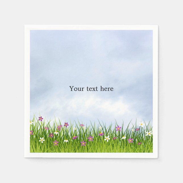Mall, Blå himmel och sommarblommor. Pappersservett (Framsidan)