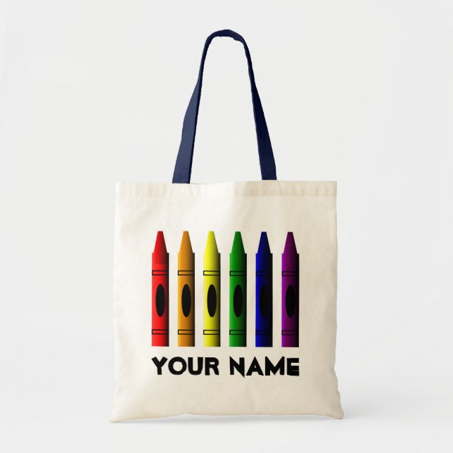 Mall Crayon Tote Bag för kritor Namn Tygkasse (Framsidan)