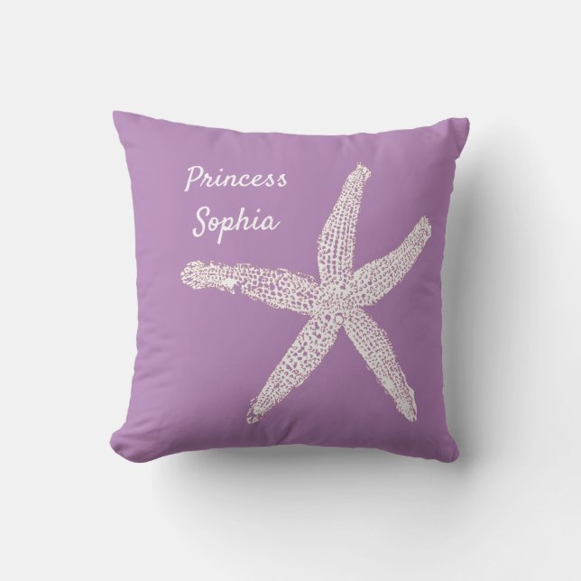 Mall Cute för stjärnfiskskustabb Lavender Namn Kudde (Framsida)