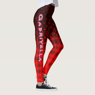 Mall DIY Red Patterned Design Leggings