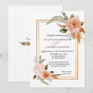 MALL Elegant Rustic Fall Blommigt Guld Bröllop