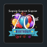 Mall för 70:e ALLMÄNNA födelsedagsbubblor<br><div class="desc">70th SURPRISE Birthday Balloons. Den här designen med sina färgstarka ballonger är en roligt till inbjudan till ett SURPRISE-födelsedagsfirande. Text på inbjudningens baksida är helt anpassade - På framsidan kan du lägga till födelseår. Du kan experimentera med olika papprare typer genom att klicka på fliken "Inbjudningsalternativ" i det övre högerna....</div>