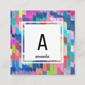 Mall för abstrakt för akryliska färgpensel fyrkantigt visitkort