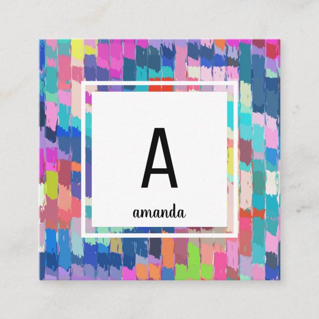 Mall för abstrakt för akryliska färgpensel fyrkantigt visitkort (Framsida)