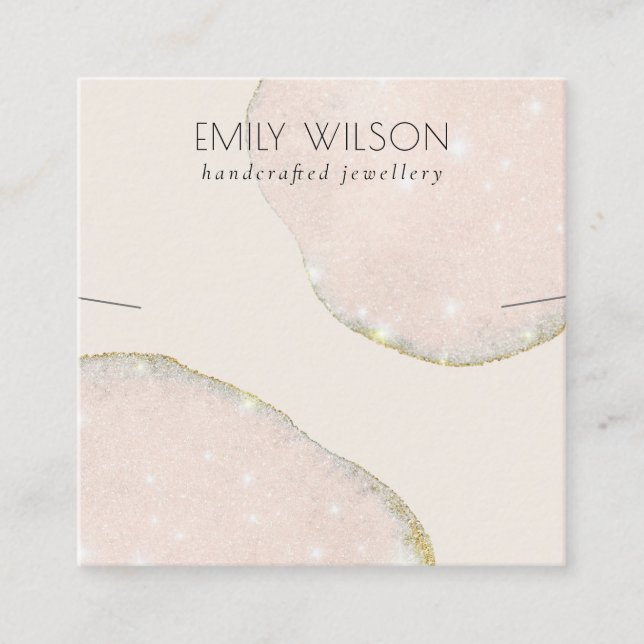 Mall för abstrakt Glitter Ro Guld Necklace Band Fyrkantigt Visitkort (Framsida)
