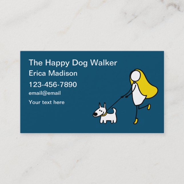 Mall för Affärskort för Cute Dog Walker Visitkort (Framsida)