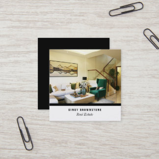 Mall för affärskort Realtor Photo Anpassningsbar P Fyrkantigt Visitkort