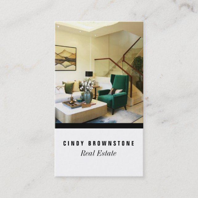 Mall för affärskort Realtor Photo Anpassningsbar P Visitkort (Framsida)