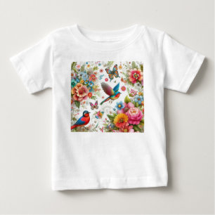 Mall för anpassningsbar Färga blommor Fågelfjäril T Shirt