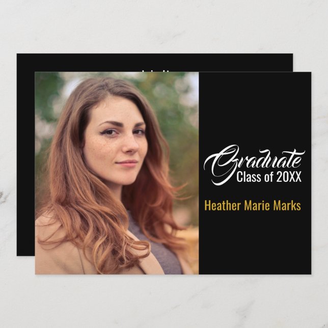 Mall för anpassningsbar Photo Elegant Studenten (Fram/baksida)