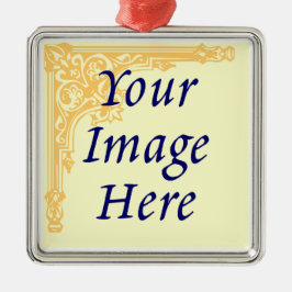 Mall för anpassningsbarnas fotoorange julgransprydnad metall