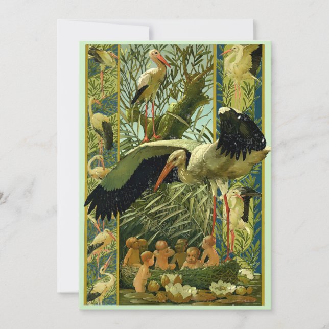 Mall för art nouveau Storks Baby Shower (Framsida)