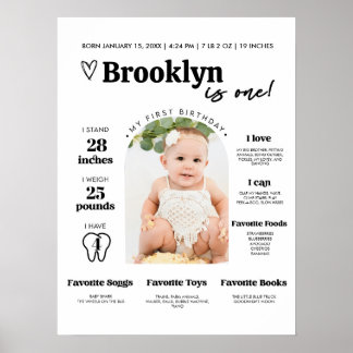 Mall för Baby First Year Milestone Board 1st Bda Poster