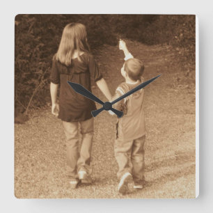 Mall för barnens FOTO-klocka Fyrkantig Klocka