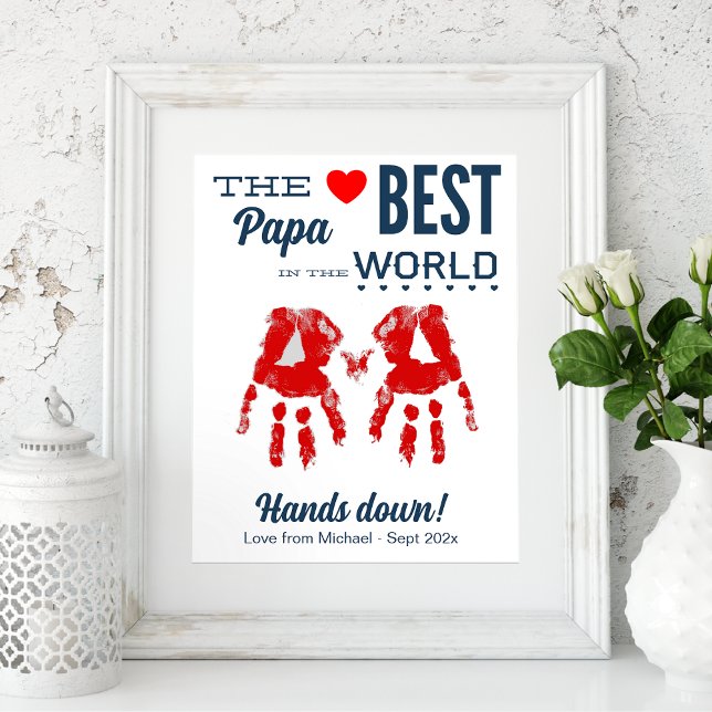Mall för bästa Pappa DIY-handavtryck Poster (Skapare uppladdad)
