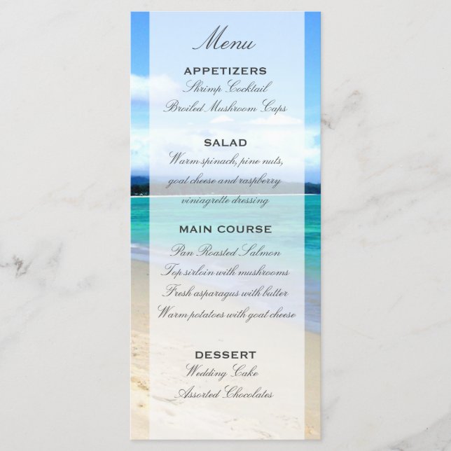 Mall för Beach Wedding Menu (Framsida)