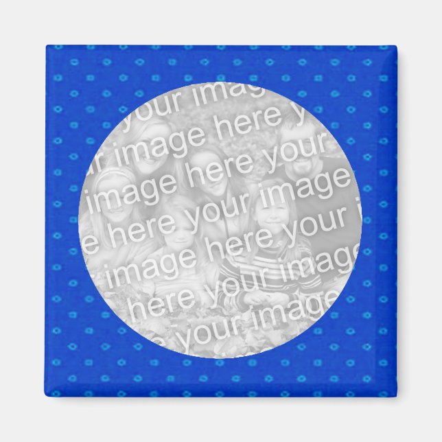 Mall för blå polkadotfoto-magnet magnet (Framsidan)
