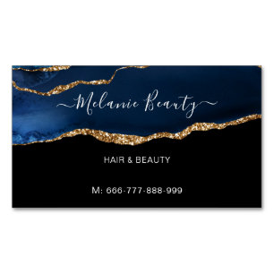 Mall för blått Guld Hair Beauty-visitkort Magnetiska Visitkort