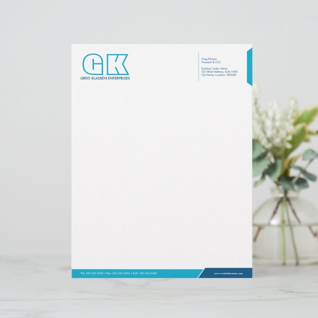 Mall för blått och blått bläckhuvud för profession brevhuvud (Stående Fram)