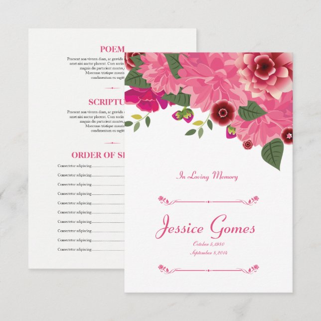 Mall för Blommigtens funktionskort (Fram/baksida)