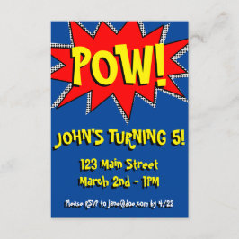 Mall för Bok-temainbjudan för Superhjälte-Tecknade