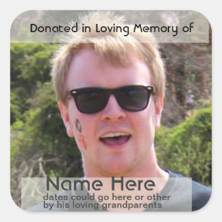 Mall för bokningsplats för donationer fyrkantigt klistermärke