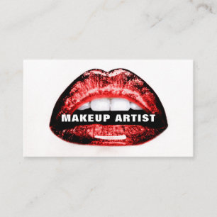 Mall för Bold Red Shiny Läppar MUA Business Card Visitkort