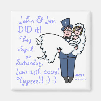 Mall för Bröllop Elopement Magnet-uppslag, funny o Magnet