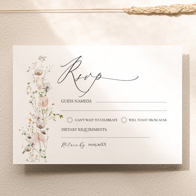 Mall för Bröllop OSA av Wildblomma (Wildflower Save The Date Card Template)