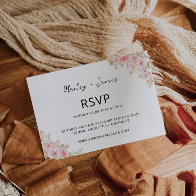 Mall för bröllop Ro OSA kort (Wedding Rose RSVP Card Template)