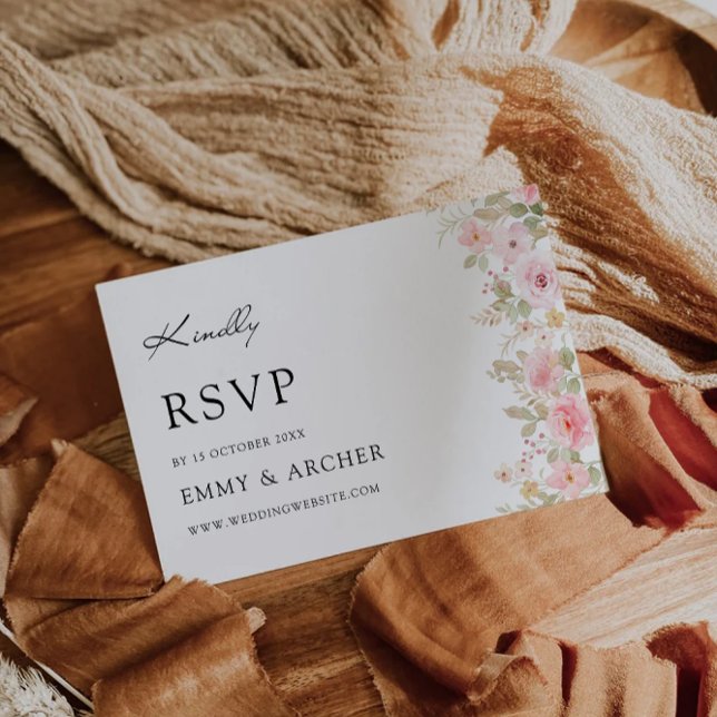 Mall för bröllop Ro OSA kort (Wedding Rose RSVP Card Template)