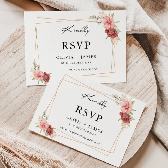 Mall för bröllop Ro OSA kort (Wedding Rose RSVP Card Template)