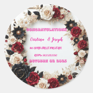 Mall för bröllopsinbjudan runt klistermärke