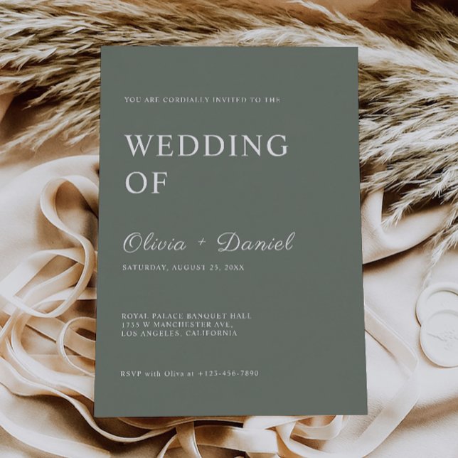 Mall för Bröllopsinbjudningar för Grönt (Sage Green Wedding Invites Template)