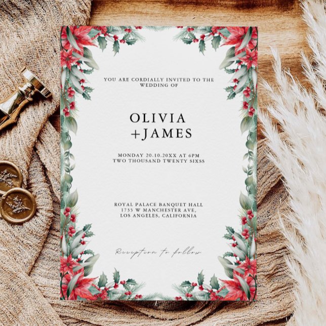 Mall för Bröllopsinbjudningar under jul (Christmas Wedding Invites Template)