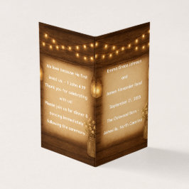 Mall för Bröllopsprogrammet Rustic Mason Burk Kort