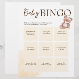 Mall för brun personlig för babyduschbingo-spel brevhuvud