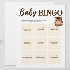 Mall för brun personlig för babyduschbingo-spel brevhuvud