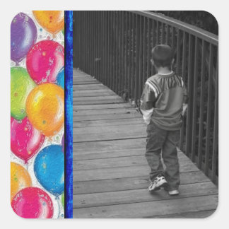 Mall för bubbelfotostämplar fyrkantigt klistermärke