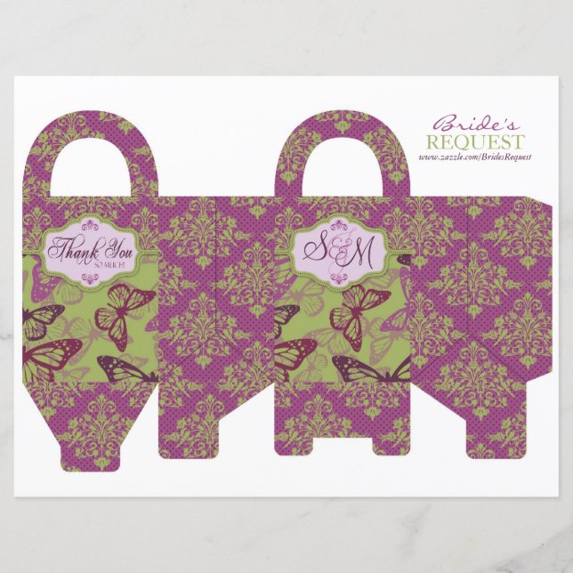 Mall för Butterfly Kisses Flirt Favor Basket (Framsida)