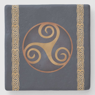 Mall för Celtic Triskelion (Blue) Anpassningsbar Stenunderlägg