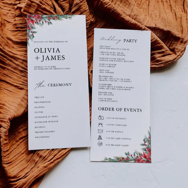 Mall för Ceremonisprogrammet Bröllop jul (Christmas Wedding Ceremony Program Template)